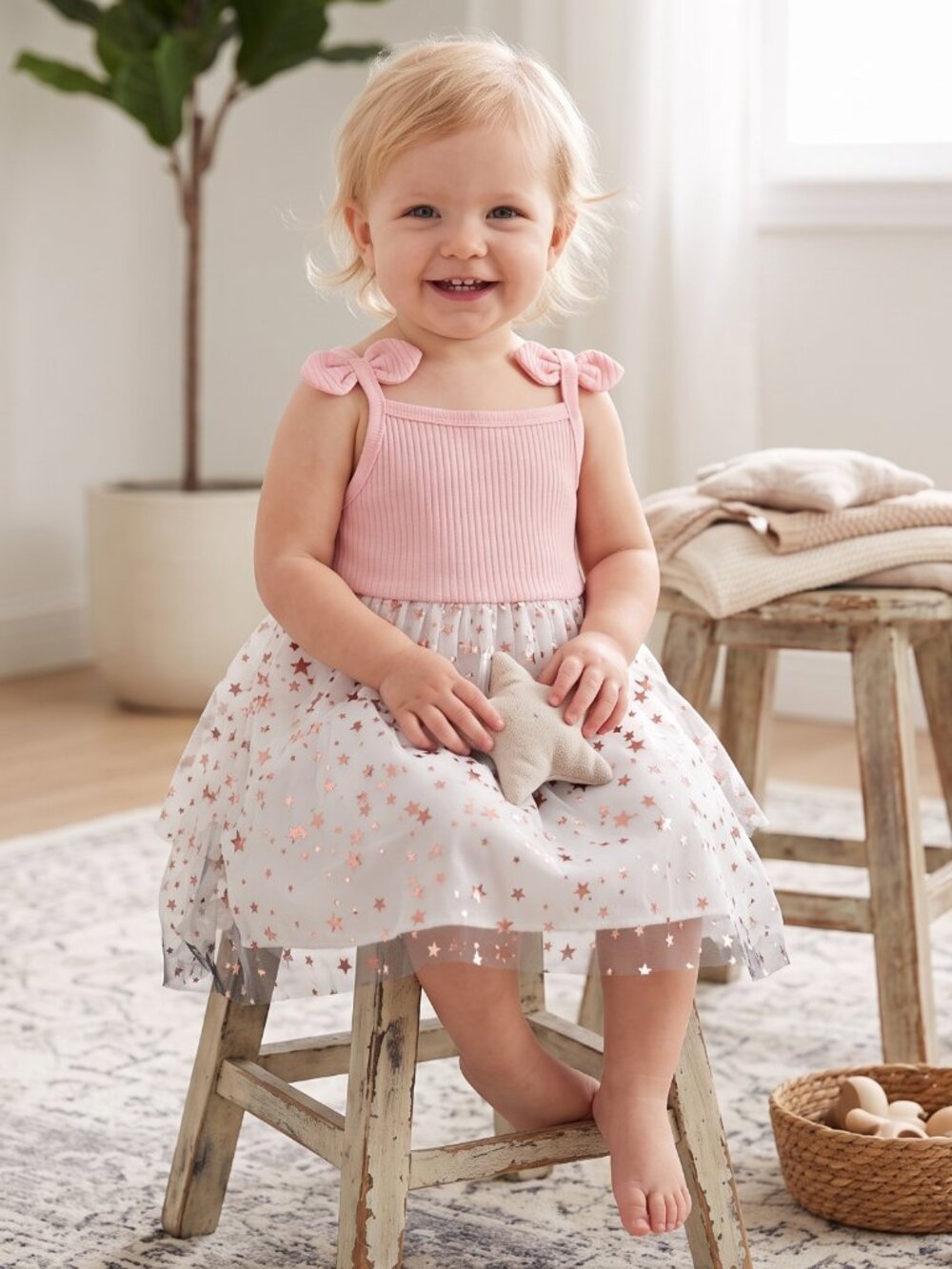 NWT | Mioglie Pink Star Tutu Dress | Glitter Tulle | 18-24M